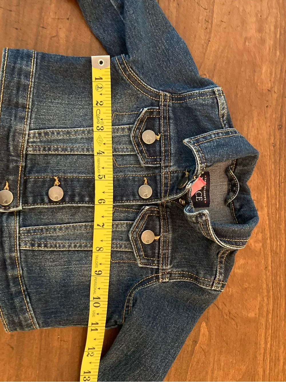 Designer inspired appliqué on Children's Place Dark Blue Denim Jacket